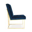 navy velvet dining chair with polished brass frame