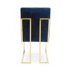 navy velvet dining chair with polished brass frame