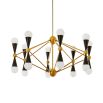 A stunning art deco chandelier with polished brass and black lacquer