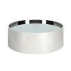 round stainless steel coffee table with smoke glass top