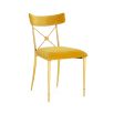 A luxurious vintage style dining chair with polished brass accents