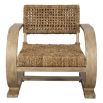 Rattan chair with accentuated wooden arms