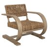 Rattan chair with accentuated wooden arms