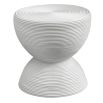 White side table with ribbed detailing in rattan