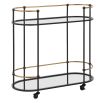 Slim metal framed bar cart with brass accents