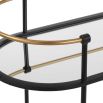 Slim metal framed bar cart with brass accents