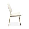 luxurious dining chair with linen blend upholstery and polished brass frame