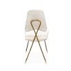 luxurious dining chair with linen blend upholstery and polished brass frame