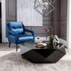Geometrically shaped coffee table in dark wood finish