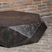 Geometrically shaped coffee table in dark wood finish