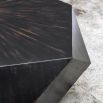 Geometrically shaped coffee table in dark wood finish