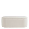 Cream bench in boucle finish with liftable top