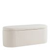 Cream bench in boucle finish with liftable top
