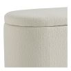Cream bench in boucle finish with liftable top
