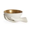 A luxurious hand-shaped bowl with gold interior detailing