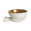 A luxurious hand-shaped bowl with gold interior detailing
