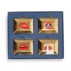 Set of 4 porcelain trays with golden finish by Jonathan Adler