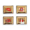 Set of 4 porcelain trays with golden finish by Jonathan Adler