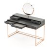 An elegant eucalyptus dressing table with a copper base and accents 