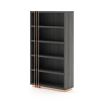 An elegant, wooden bookcase with copper accents by Laskasas