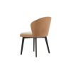 A luxurious dining chair with a caramel, leather back by Laskasas