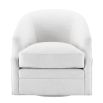 White, retro swivel chair with a curved back seat and thick seat cushion