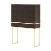 A chic, contemporary bar cabinet with retro undertones and golden accents 