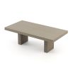 A luxurious minimal dining table in a grey eucalyptus finish