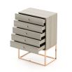 A luxurious modern 5-drawer tallboy with gold accents and base