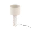 White marble table lamp with copper finish and cream shade