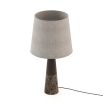 Dark wood and marble base table lamp with grey shade