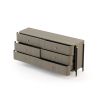 A luxurious matte grey chest of drawers with an iron frame and copper accents
