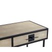 Dressing table with beige shagreen top and black solid wood frame