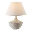 Table lamp with natural style curvaceous base and cream shade