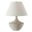 Table lamp with natural style curvaceous base and cream shade