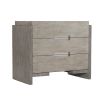 A gorgeous two tone bedside table with three drawers and a dual USB charger from Bernhardt