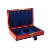 Dazzling orange jewellery box with snake design and blue velvet interior