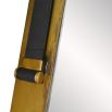 Upside down coffin-shaped wall mirror with leather strap to hang