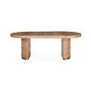 An extendable solid oak dining table.