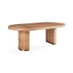 An extendable solid oak dining table.