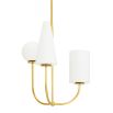 A beautiful brass ceiling light with varying shapes and heights 