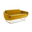 Stunning settee in Varese Lichen upholstery with sleek brass frame legs