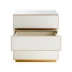 Sleek bedside table with 3 drawers and contemporary brass accents