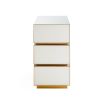 Sleek bedside table with 3 drawers and contemporary brass accents