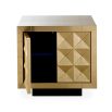 Majestic 2 door cabinet in gold finish with geometric details.