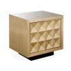 Majestic 2 door cabinet in gold finish with geometric details.