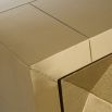 Majestic 2 door cabinet in gold finish with geometric details.