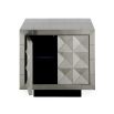 Sleek, geometric style cabinet with two doors in nickel finish