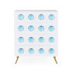 Playful and contemporary 4-drawer chest with blue orbs and brass details