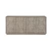 Sideboard in a natural wood finish with varied inlays in hexagonal shape